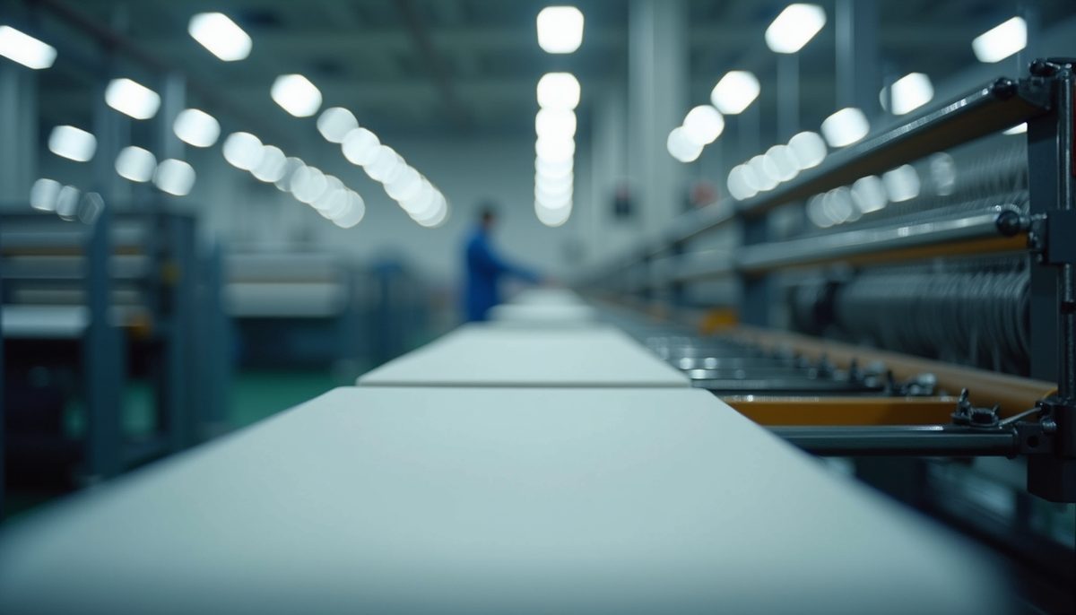 A modern textile factory employing advanced, sustainable production methods.