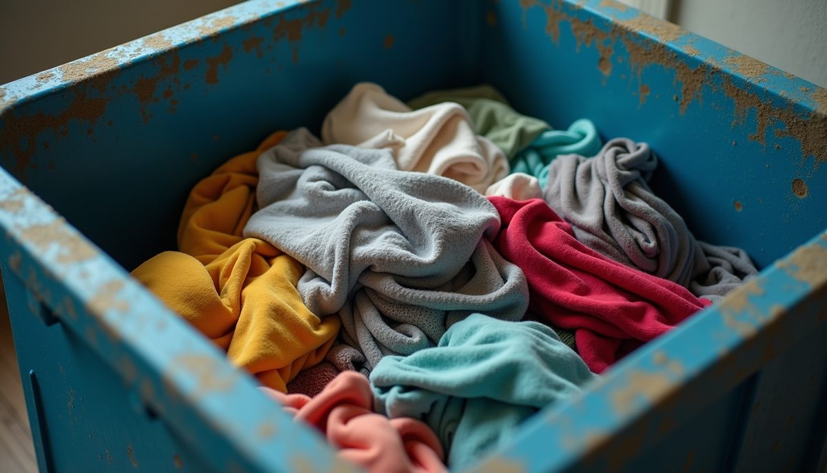 Discarded clothing awaiting recycling or disposal